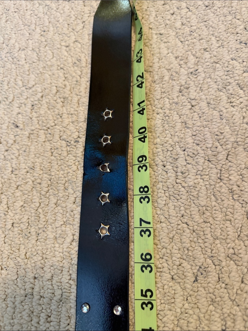 Guess Black Leather Star-Studded Belt with Silver Buckle - Picture 8 of 15